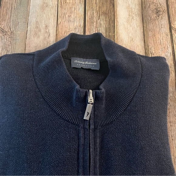 Tommy Bahama mens Reversible knit quarter zip sweater | size Extra large - Picture 5 of 11